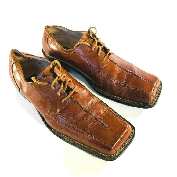 Giorgio V Mens Brown 10 D Leather Dress‎ Lace Up Square Toe Oxford Shoes - Picture 2 of 12